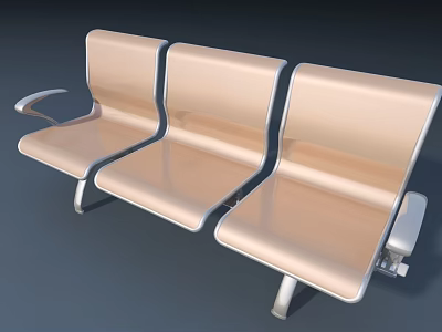 Modern Three Seat Public Chair With Metal Frame And Padded Seats For Public Spaces 3d model