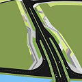 Efficient Road Infrastructure Layout With Multi Lane Highways Curved Paths And Moving Vehicles 3d model