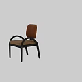 Vintage Curved Solid Wood Arm Chair With Textured Woven Seat And Soft Brown Leather Backrest