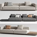 Modern Double Sofa Designs In Beige Gray With Decorative Accent Pillows 3d model