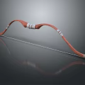 Traditional Red Curved Bow With White Bindings On Dark Surface Reflection 3d model
