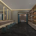 Modern SPA Sauna Interior Design With Stone Walls And Ambient Lighting 3d model