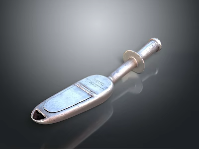 Silver Metal Hand Tool With Long Handle And Flat Head Design Features 3d model
