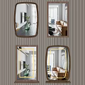 Decorative Wall Mirrors With Wooden Frames Lighted Edges And Interior Reflections