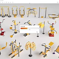Public Outdoor Fitness Equipment Collection With Various Exercise Machines For Community Workout