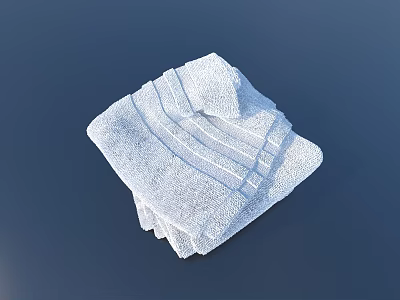 Soft White Striped Towel Folded On Dark Background For Daily Use 3d model