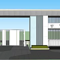 Modern Entrance Gate Design with Greenery Covered Top Glass Facade and Evergrande Logo for Pedestrians
