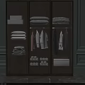 Modern Wooden Wardrobe with Transparent Glass Doors for Hanging and Folded Clothes Storage