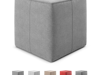 Square Fabric Ottoman With Seam Details And Multiple Color Options 3d model