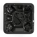 Luxurious Freestanding Black Bathtub With Wooden Base Massage Jets And Control Panel
