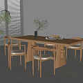 Modern Dining Table and Chair Combination Log Dining Table and Chair Combination Dining Chair Plant Decoration Antique Dining Table and Chair 3d model