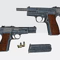 Realistic Airsoft Model Gun With Brown Grip Magazine And Bullets