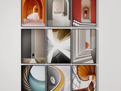 Architectural Interior Design Featuring Arches Staircases Columns And Spiral Structures 3d model