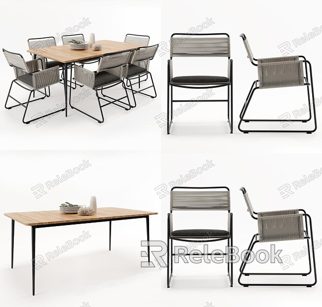 Nordic Dining Table and Chair Combination model