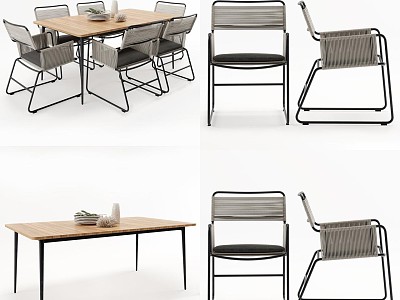 Nordic Dining Table and Chair Combination model