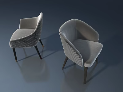 Modern Grey Velvet Armchairs With Wooden Legs And Elegant Design 3d model