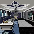 Luxurious KTV Interior Design With Modern Sofa Coffee Table And Large Screen 3d model