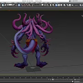 Game Movie Fantasy Monster Character With Purple Tentacles And Sharp Claws