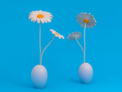 Flower Vase Flower Plant Cartoon Potted Plant Beauty Chen Arrangement Animation Style Beauty Chen Props Hand-held Ornaments Scene Atmosphere Activity Ornaments Venue Arrangement 3d model