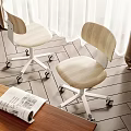 Modern Wooden Office Chairs With White Frame And Wheels For Home Workspace