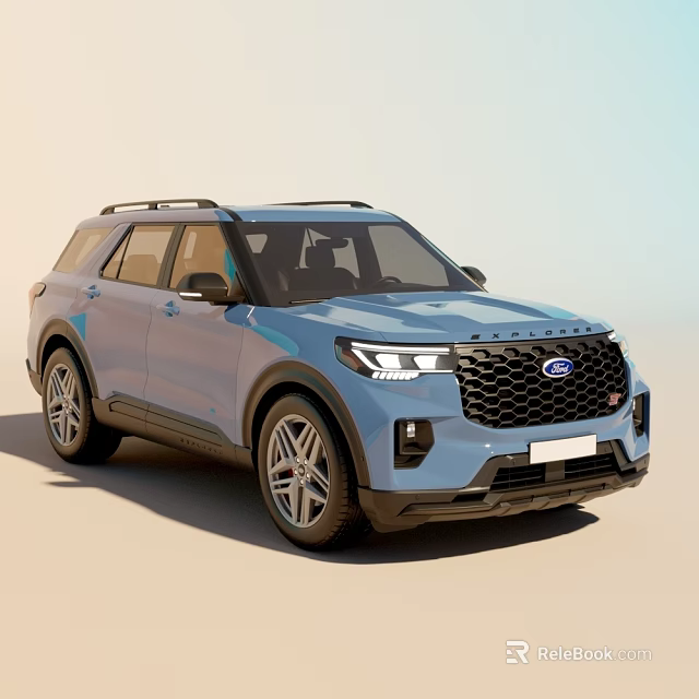 Stylish Blue Ford SUV with Modern Design Black Grille Alloy Wheels and Roof Rack 3d model 