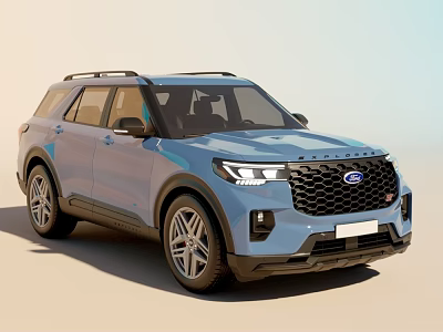 Stylish Blue Ford SUV with Modern Design Black Grille Alloy Wheels and Roof Rack 3d model