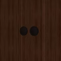 Classic Brown Wooden Door With Brass Round Knobs And Vertical Wood Panels