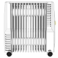 Portable Electric Oil Heater With Heating Fins Control Knob And Wheels