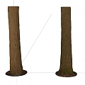 Natural Stone Wood Tree Trunks With Textured Bark And Stone Base