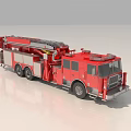 Red Fire Truck with Extended Ladder Emergency Rescue Vehicle Side Compartments Chrome Details