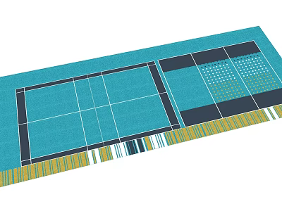 Children's Play Area With Blue Flooring Divided Sections And Colorful Grid Borders 3d model