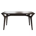 Modern Dining Table with Dark Brown Tabletop and Stylish Curved Legs Design 3d model