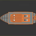 Orange Double Decked Water Transport With Upper Deck Antennas Solar Panels And Windows 3d model
