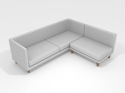 Modern Gray Upholstered L shaped Sectional Sofa with Wooden Legs and Comfortable Seats 3d model