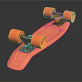 Durable Orange Skateboard Sports Equipment With Smooth Orange Wheels And Black Trucks