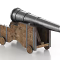 ancient cannon ancient artillery retro cannon red cannon 3d model