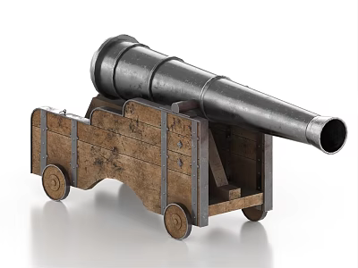 ancient cannon ancient artillery retro cannon red cannon 3d model