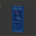 Vintage Blue Wooden Door Furniture With Pink Flowers And Decorative Panels
