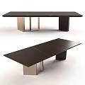 Modern Dining Table With Dark Tabletop And Geometric Metal Legs Design 3d model