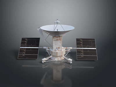 Detailed Spacecraft Probe Featuring Large Dish Antenna And Solar Panels Structure Design 3d model