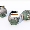 Ceramic Vases With Dripping Glaze Design Green Blue Color And Decorative Handles
