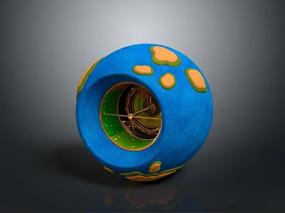 Modern Commercial Equipment Blue Spherical Design With Orange Spots And Internal Mechanics 3d model
