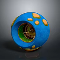 Modern Commercial Equipment Blue Spherical Design With Orange Spots And Internal Mechanics