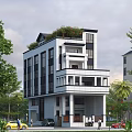Modern Detached Villa With Black White Exterior Large Windows Roof Greenery And Surrounding Trees