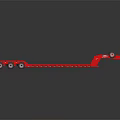 Red Lowboy Trailer With Long Body Multiple Wheels And Shiny Surface 3d model