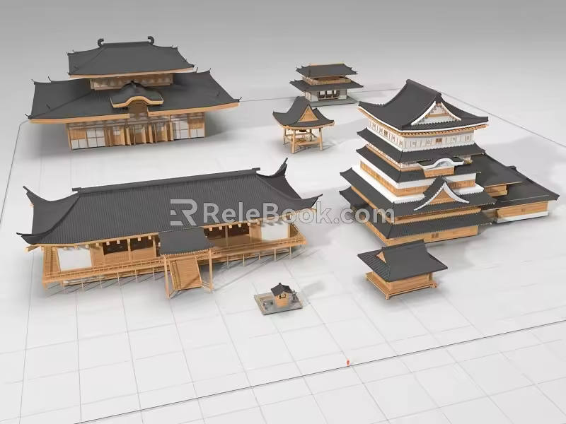 Japanese-style ancient architecture 3d model