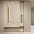Minimalist Entryway Interior Design With Long Wall Light And Decorative Sculpture