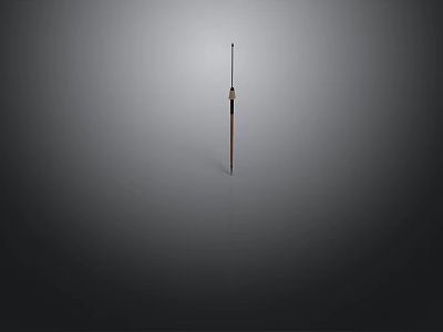 Long Traditional Spear Weapon With Wooden Shaft And Metal Spearhead 3d model