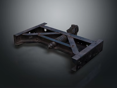 Industrial Steel Mechanical Frame Component With Coil Spring And Bolt Structure Design 3d model