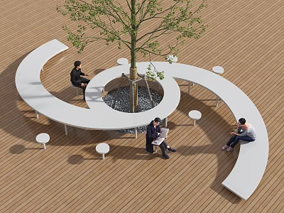 Modern Combination Tree Pool Table and Chair Landscape Tree Pool Simple Tree Pool Seat Combination Tree Pool Table and Chair Park Tree Pool Bar Counter 3d model